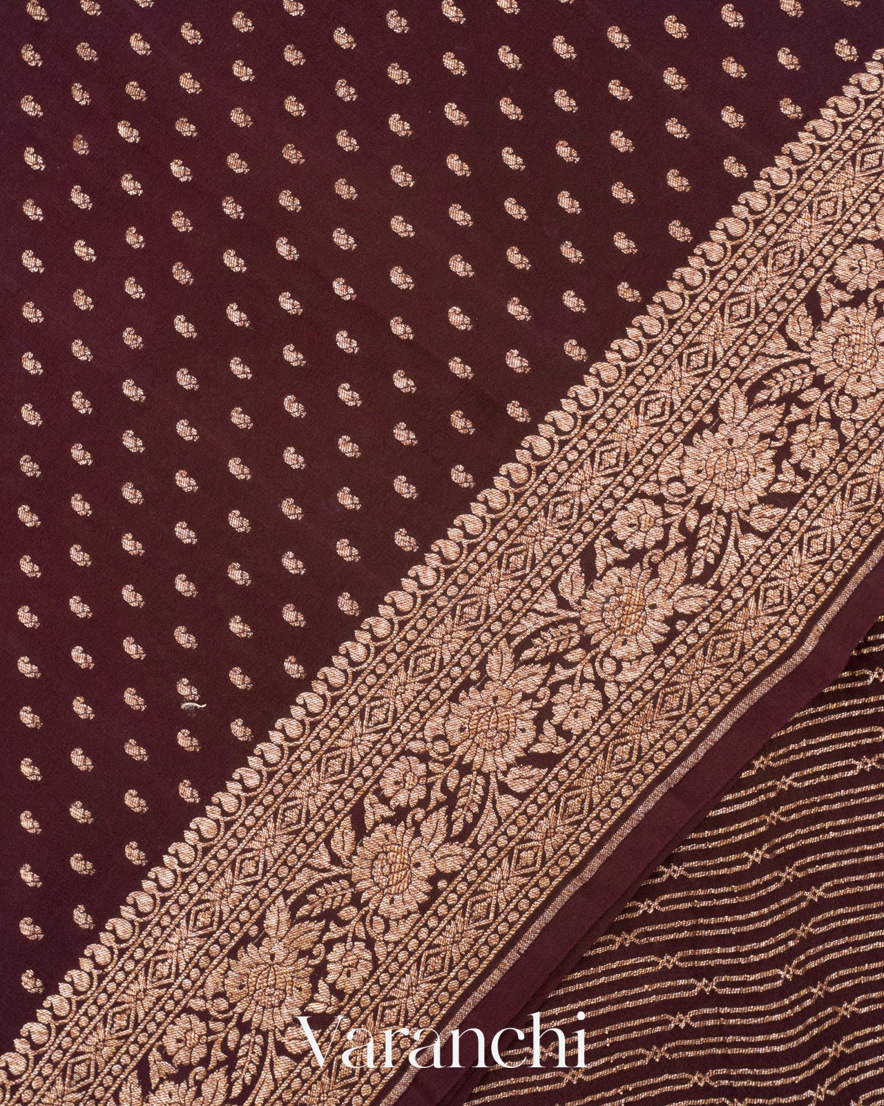 Deep Wine Crepe Silk Handloom Saree