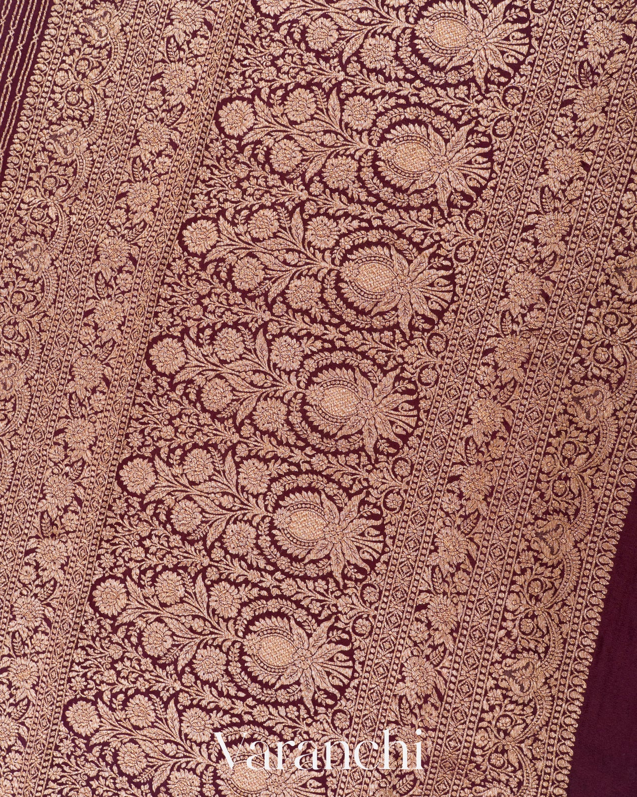 Deep Wine Crepe Silk Handloom Saree