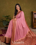 Dusty Rose Pure Crepe Silk Handloom Saree