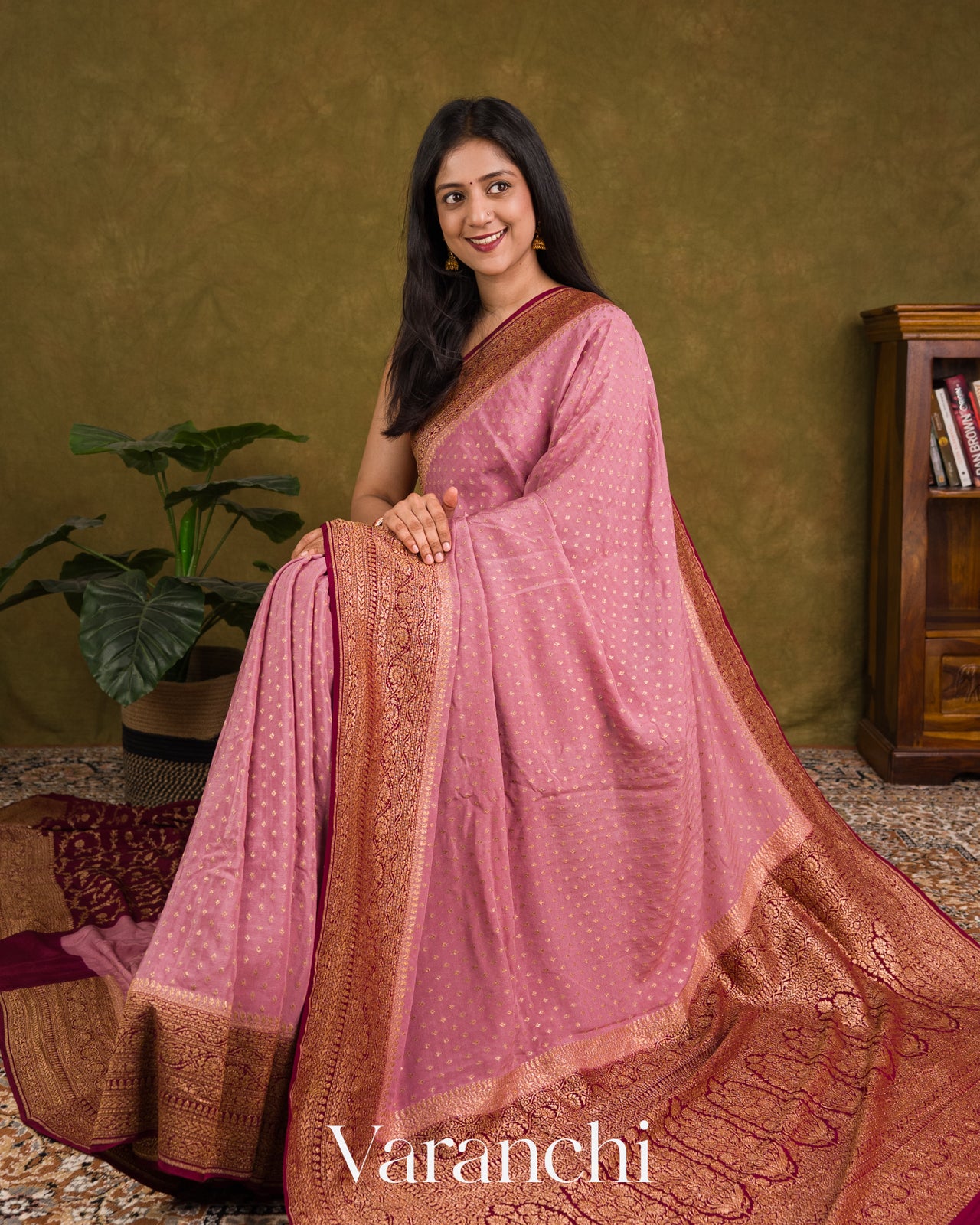 Dusty Rose Pure Crepe Silk Handloom Saree