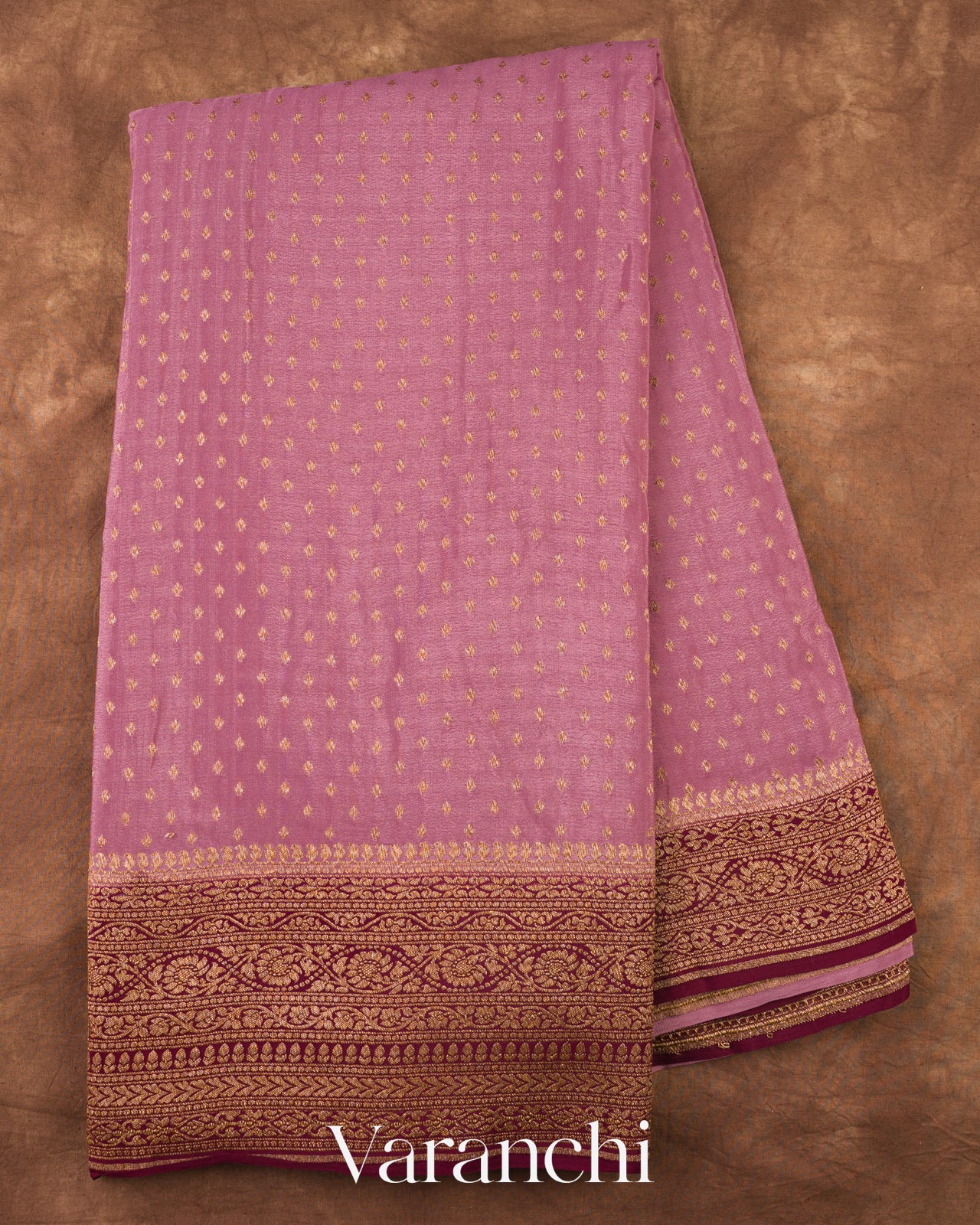Dusty Rose Pure Crepe Silk Handloom Saree