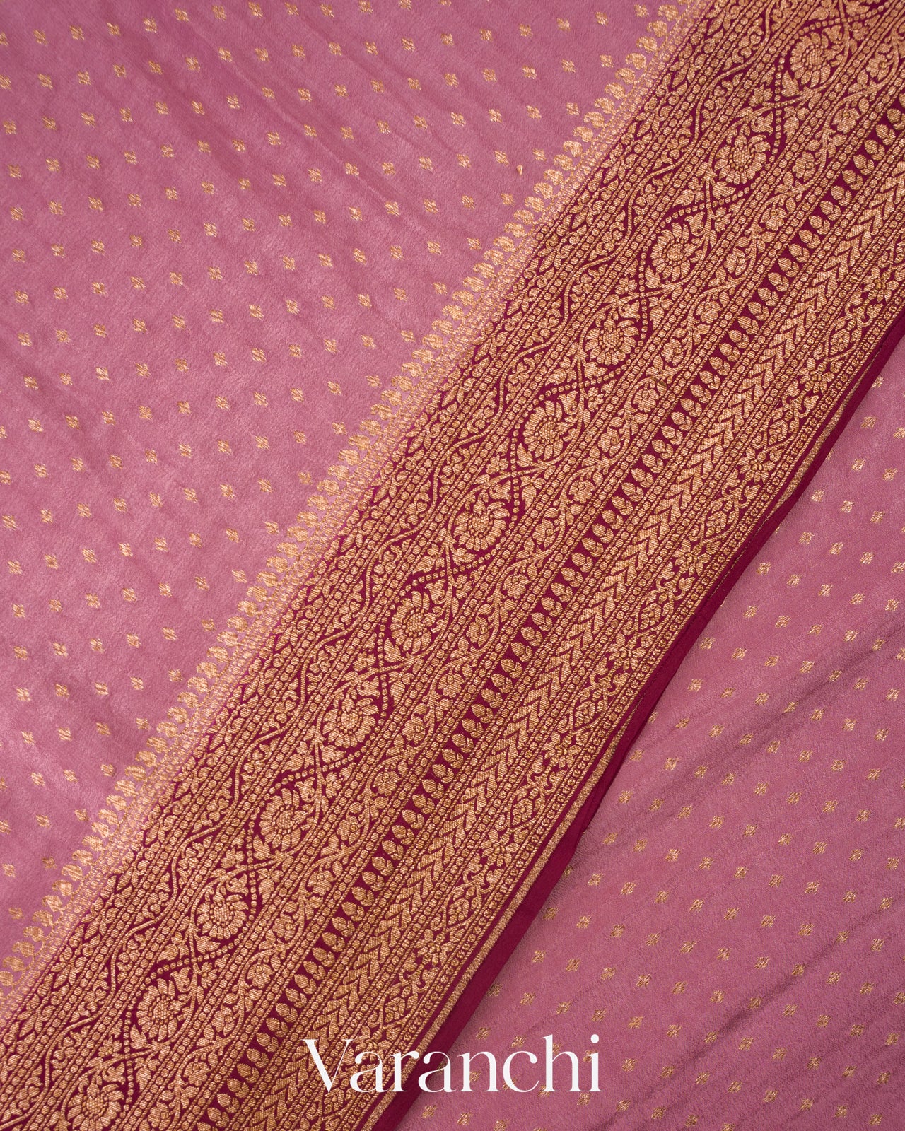 Dusty Rose Pure Crepe Silk Handloom Saree