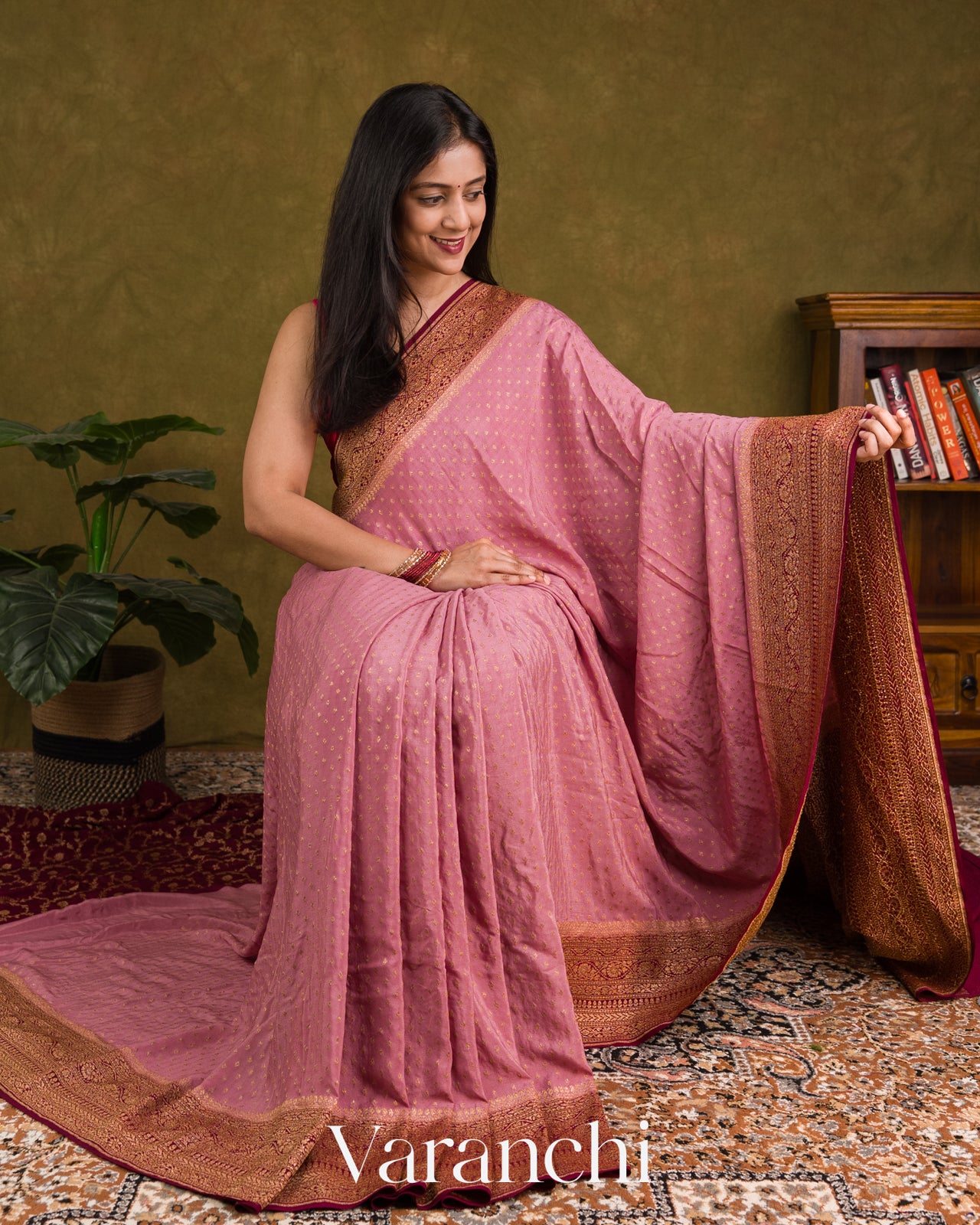 Dusty Rose Pure Crepe Silk Handloom Saree