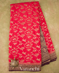 Vermilion Red Pure Crepe Silk Handloom Saree