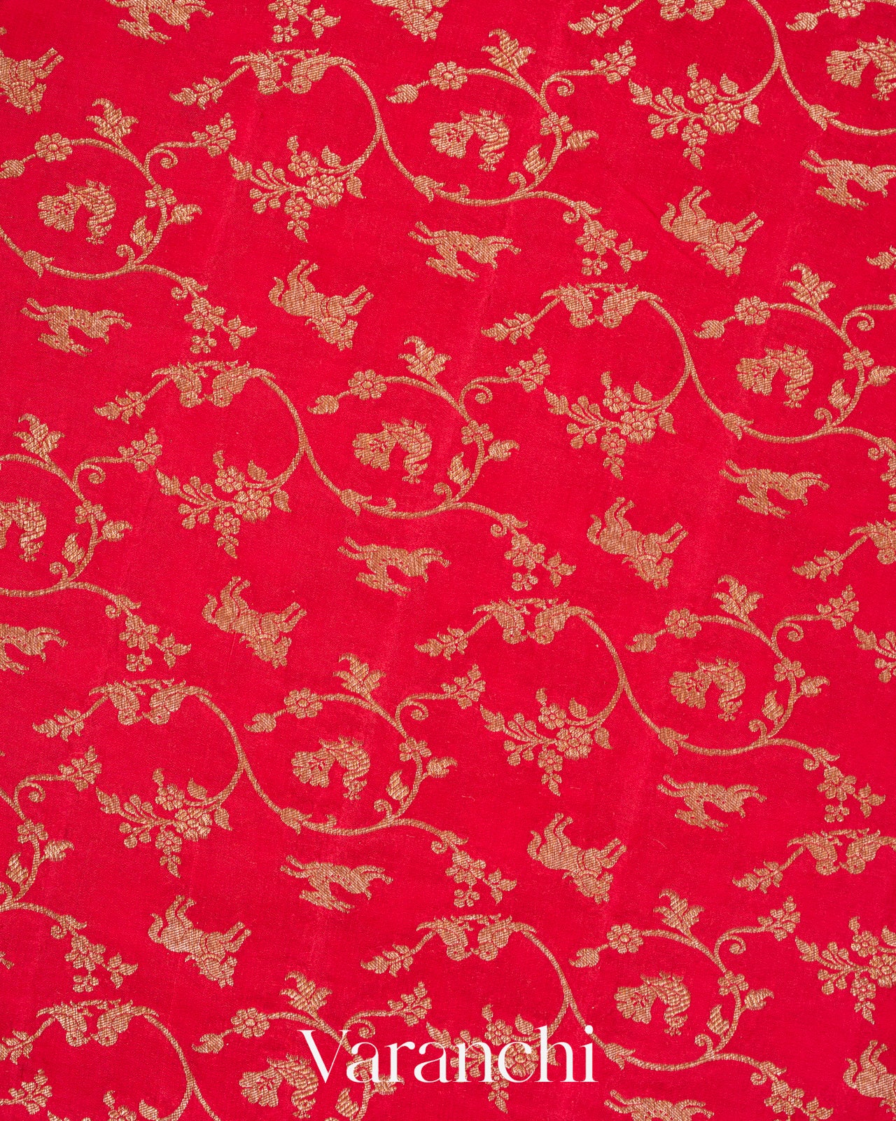 Vermilion Red Pure Crepe Silk Handloom Saree