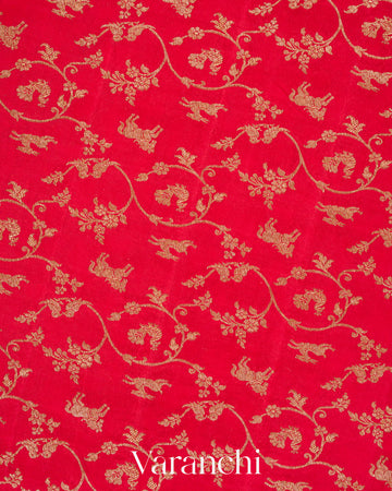 Vermilion Red Pure Crepe Silk Handloom Saree