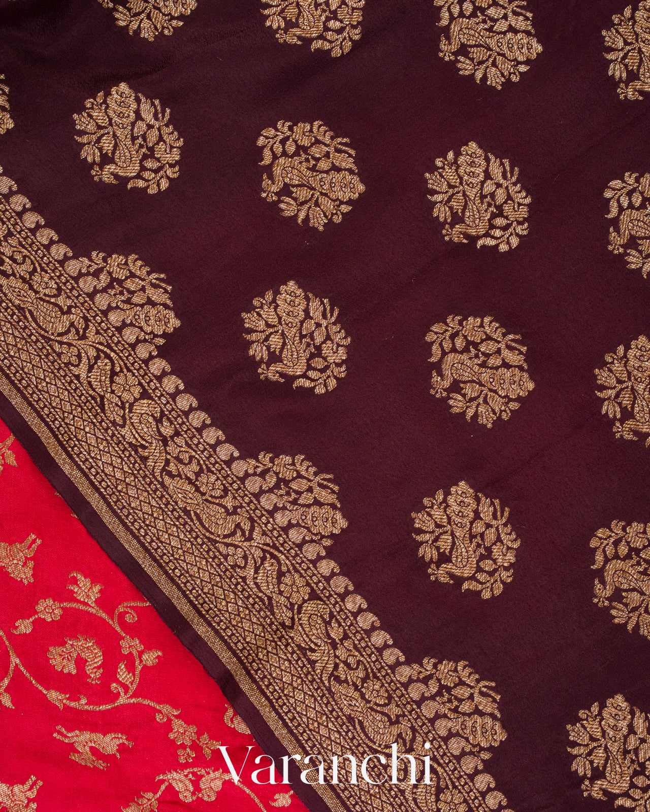 Vermilion Red Pure Crepe Silk Handloom Saree