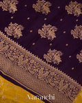 Golden Yellow Floral Jaal Pure Crepe Silk Handloom Saree