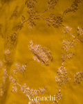 Golden Yellow Floral Jaal Pure Crepe Silk Handloom Saree