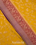 Golden Yellow Floral Jaal Pure Crepe Silk Handloom Saree