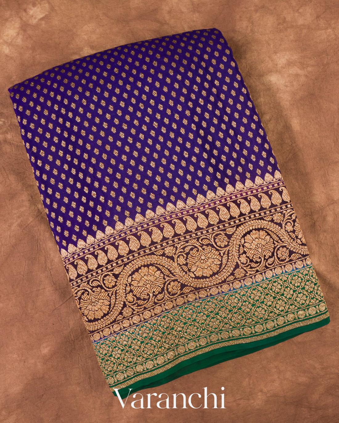 Indigo Blue Pure Crepe Silk Handloom Saree