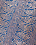 Ink Blue Heavy Brocade Pure Crepe Silk Handloom Saree 