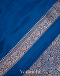 Ink Blue Heavy Brocade Pure Crepe Silk Handloom Saree 