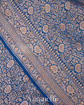 Ink Blue Heavy Brocade Pure Crepe Silk Handloom Saree 
