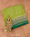 Mehandi Green Pure Crepe Silk Handloom Saree