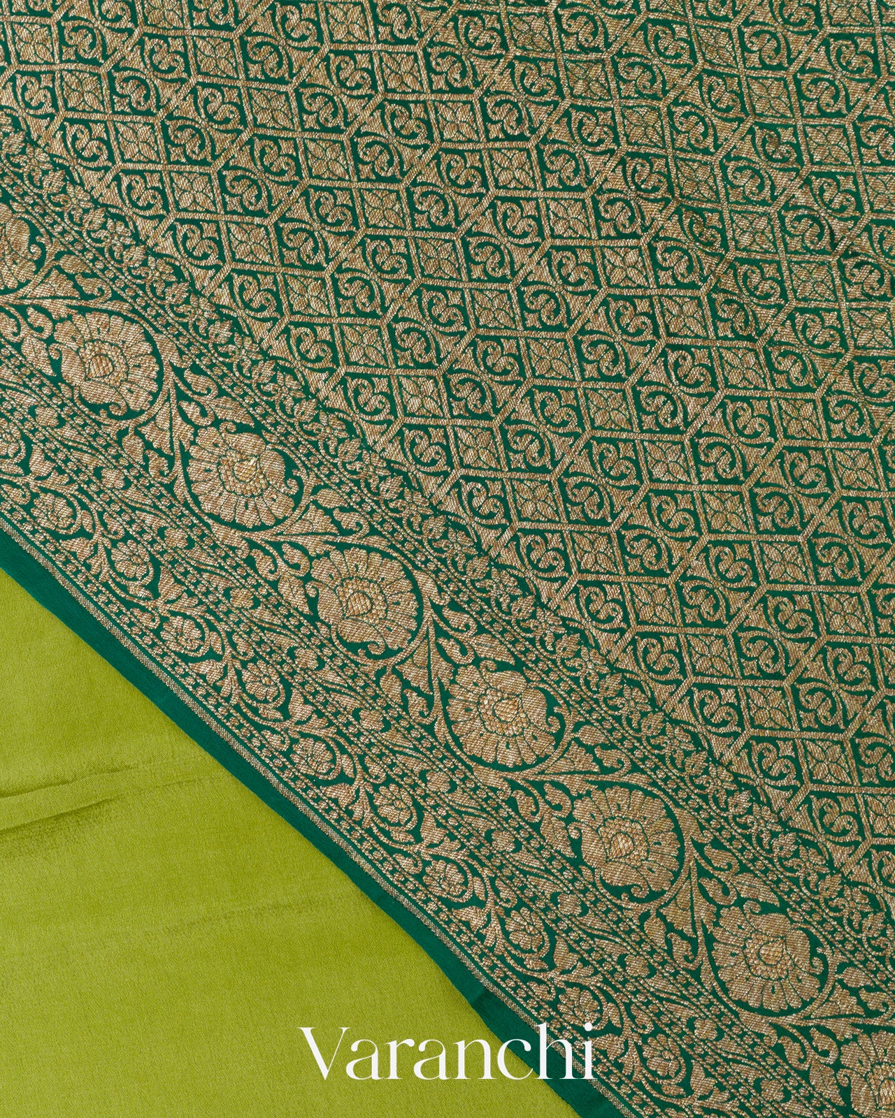 Mehandi Green Pure Crepe Silk Handloom Saree