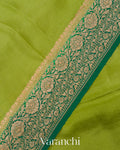 Mehandi Green Pure Crepe Silk Handloom Saree