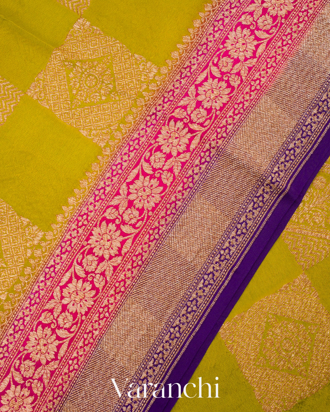 Mehendi Green Pure Crepe Silk Handloom Saree