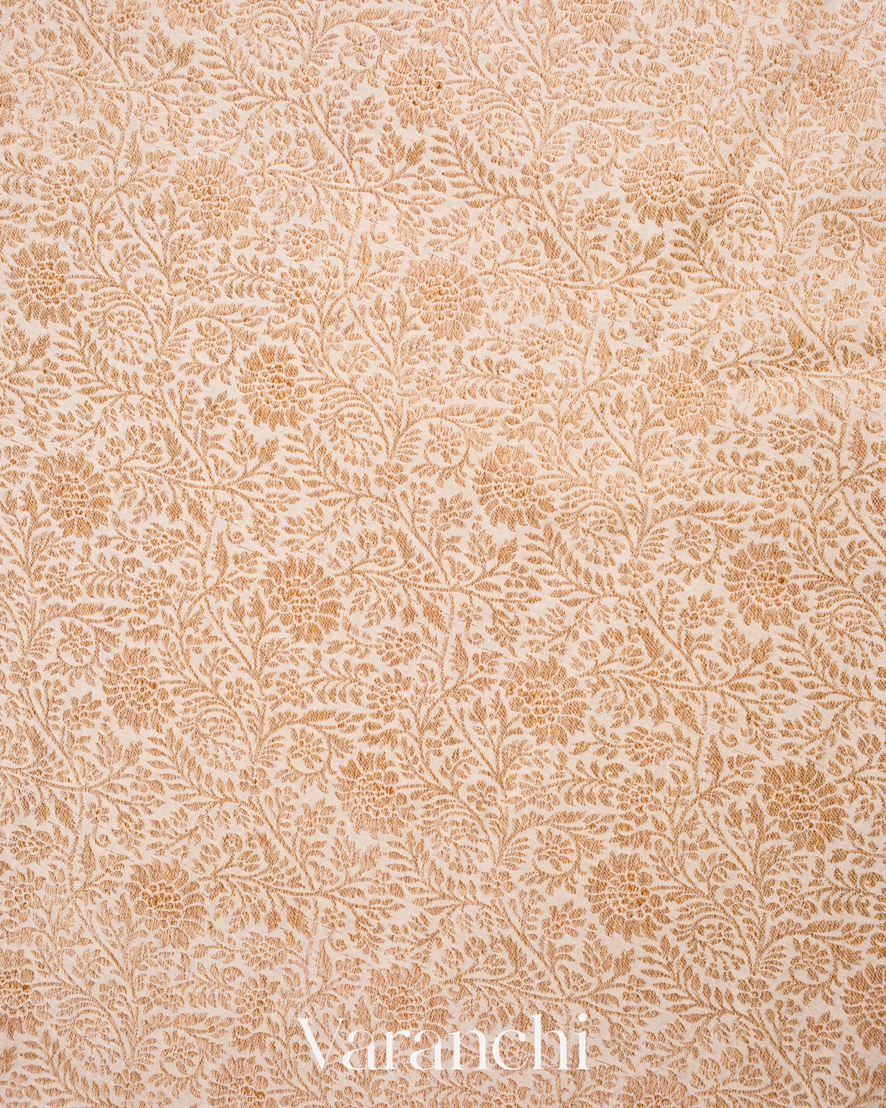 Off White Heavy Brocade Pure Crepe Silk Handloom Saree 