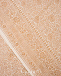 Off White Heavy Brocade Pure Crepe Silk Handloom Saree 