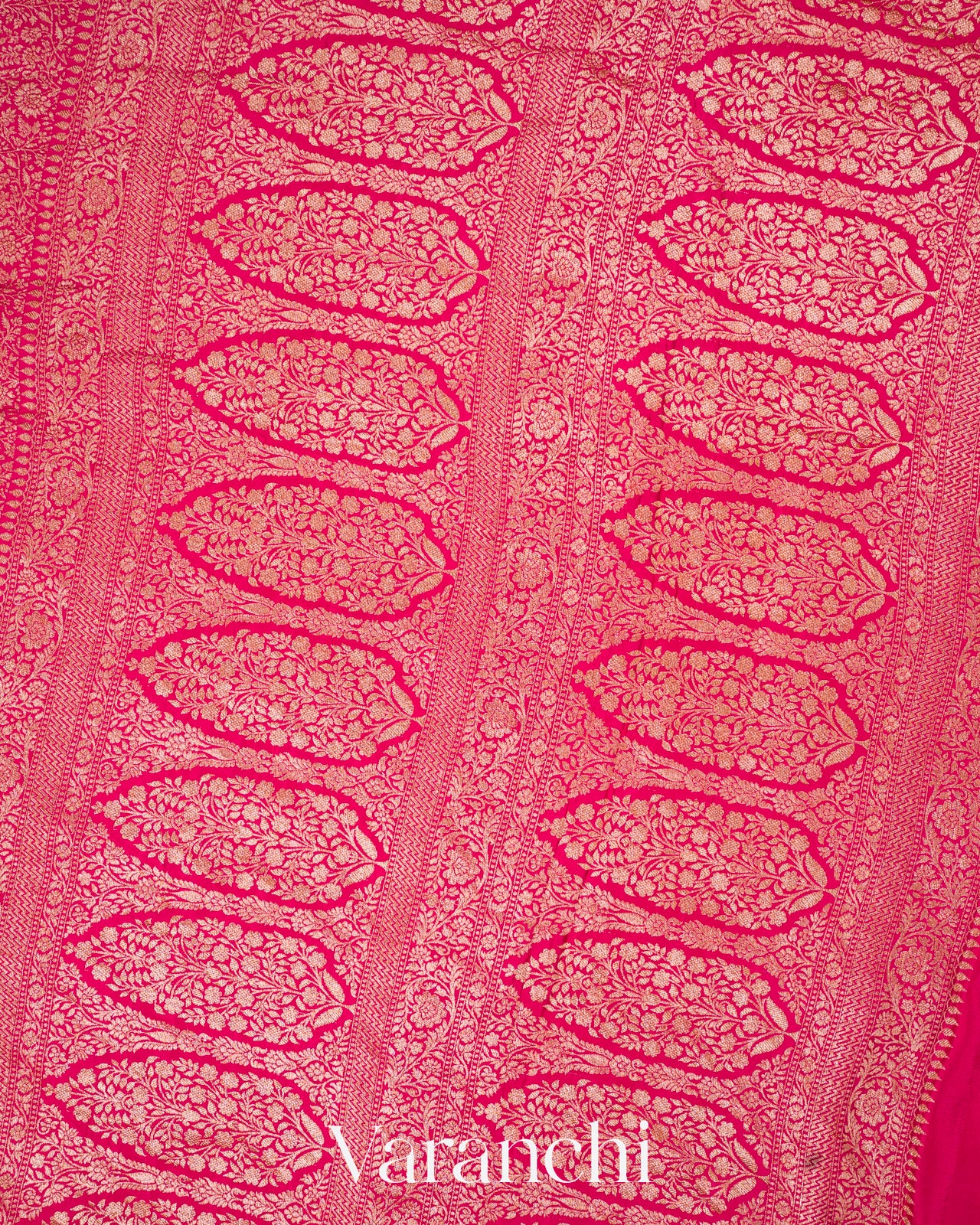 Regal Pink Heavy Brocade Pure Crepe Silk Handloom Saree