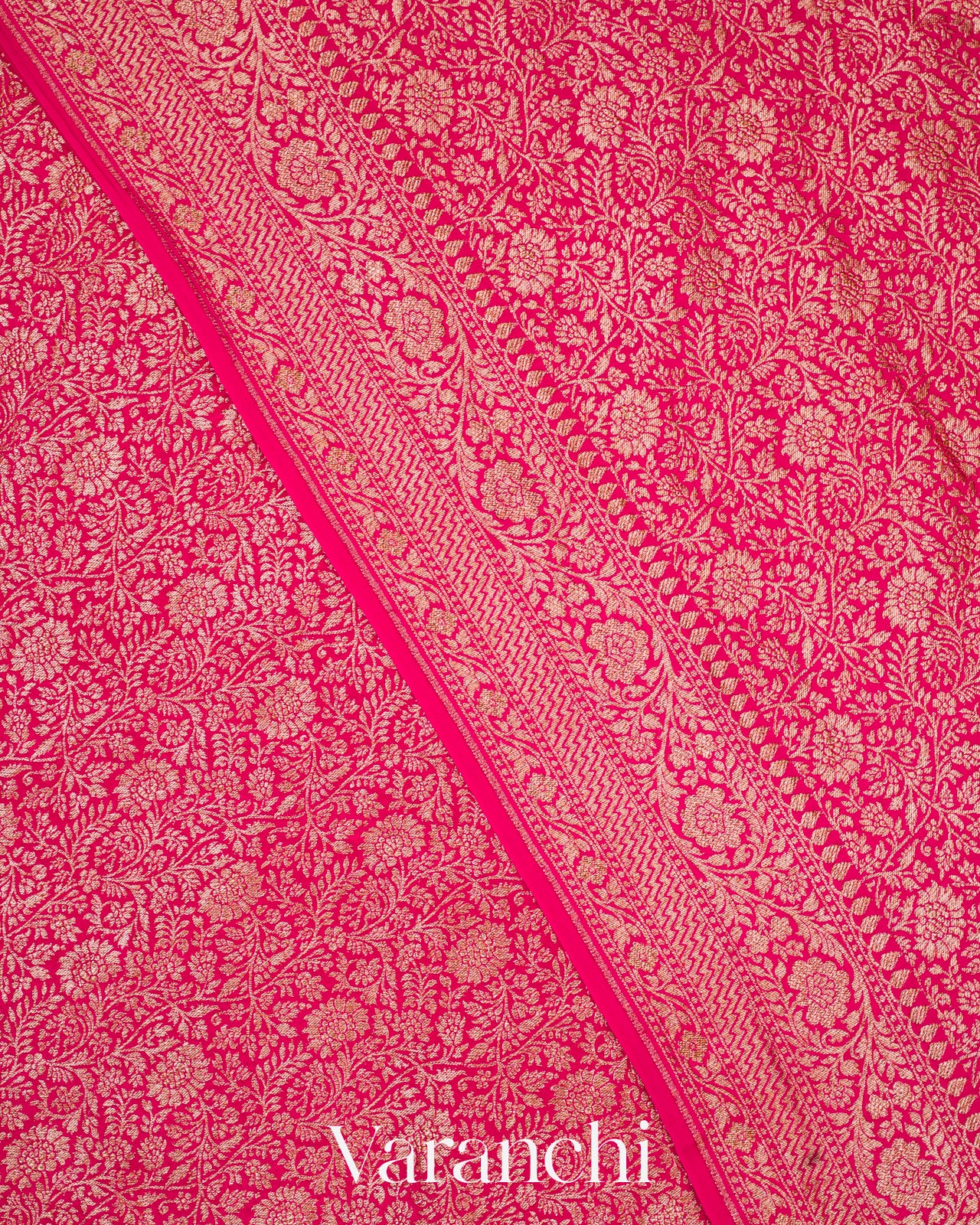 Regal Pink Heavy Brocade Pure Crepe Silk Handloom Saree
