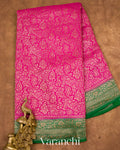 Royal Pink Heavy Brocade Pure Crepe Silk Handloom Saree