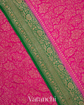 Royal Pink Heavy Brocade Pure Crepe Silk Handloom Saree