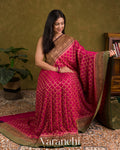 Rani Pink Pure Crepe Silk Handloom Saree