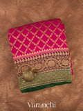 Rani Pink Pure Crepe Silk Handloom Saree