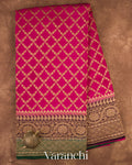 Rani Pink Pure Crepe Silk Handloom Saree