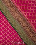 Rani Pink Pure Crepe Silk Handloom Saree