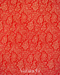 Bright Red Heavy Brocade Pure Crepe Silk Handloom Saree