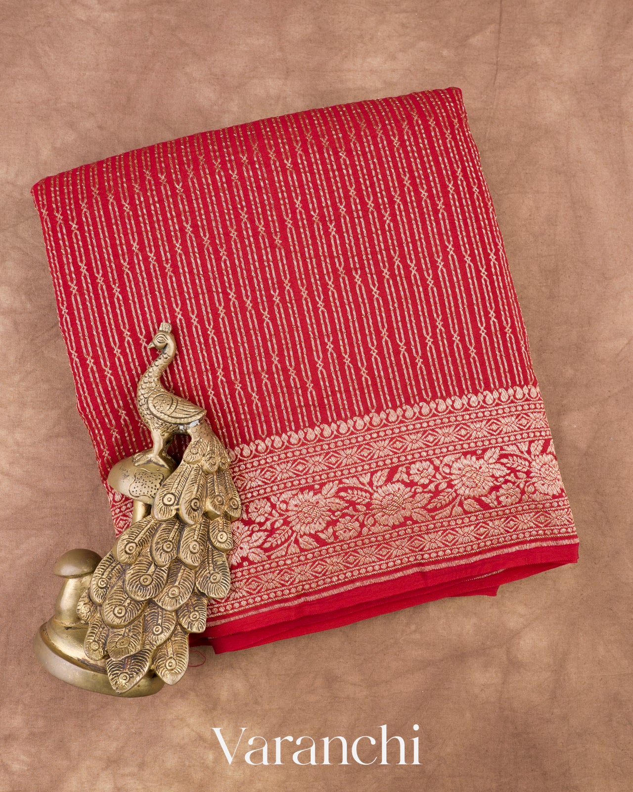 Red Pure Crepe Silk Handloom Saree