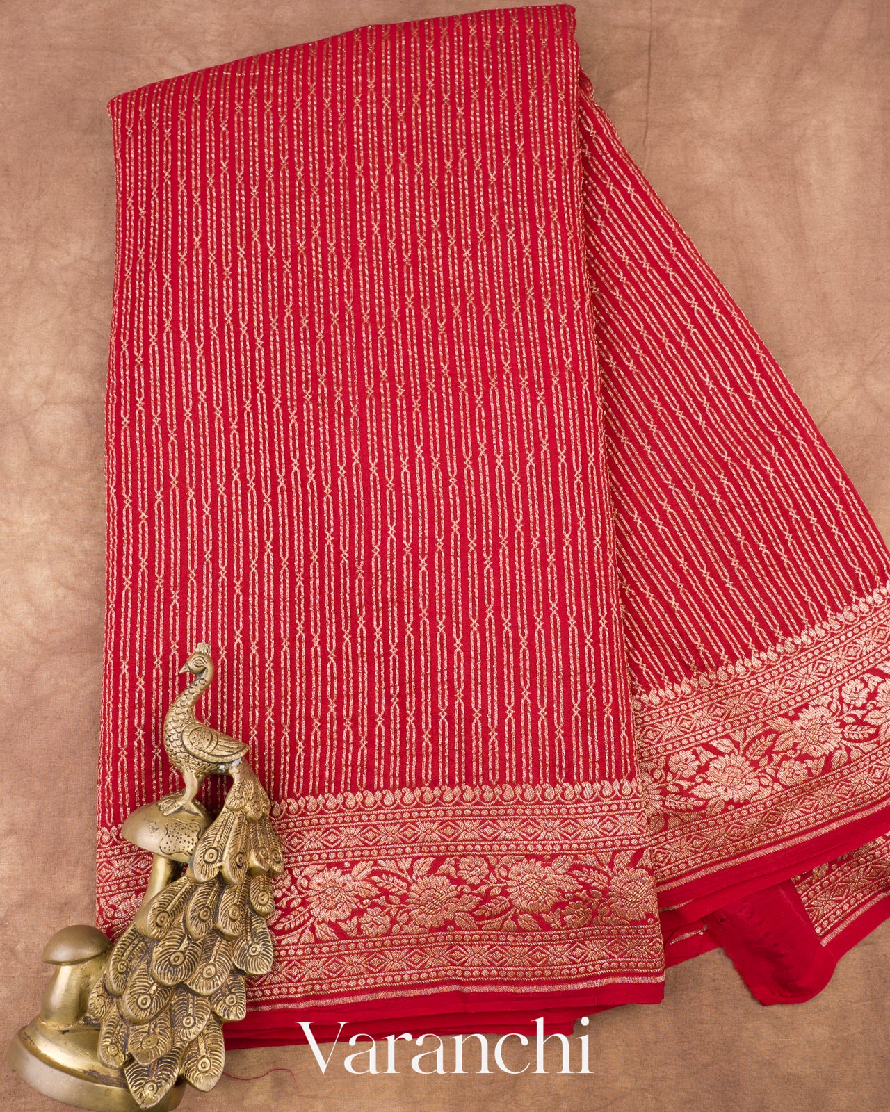 Red Pure Crepe Silk Handloom Saree
