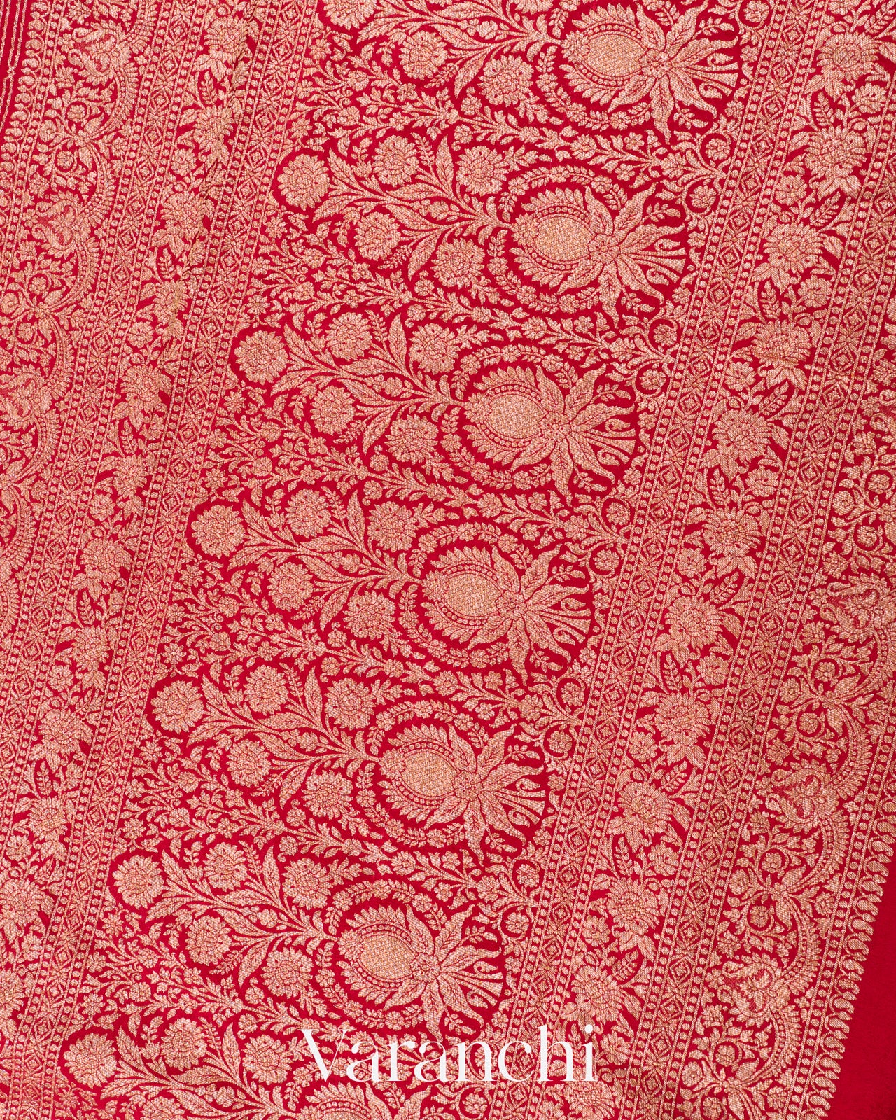 Red Pure Crepe Silk Handloom Saree