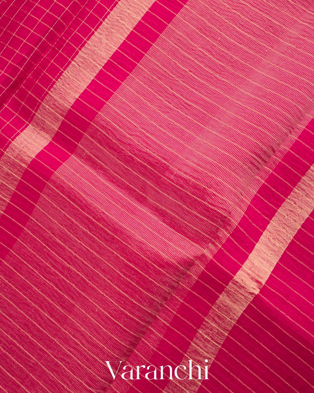 Rani Pink Pure Crush Kora Silk Saree