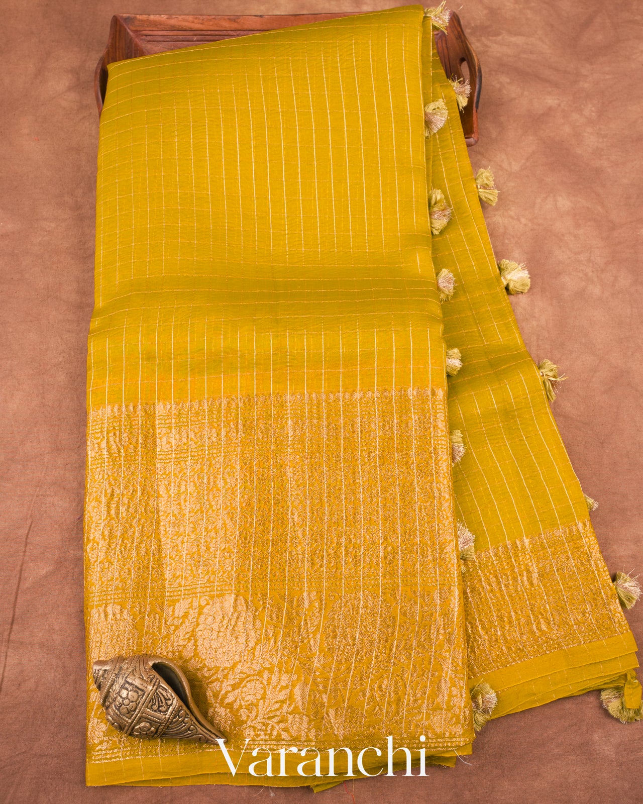 Mehandi Green Pure Crush Kora Silk Saree