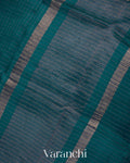 Prussian Blue Pure Crush Kora Silk Saree