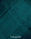 Prussian Blue Pure Crush Kora Silk Saree