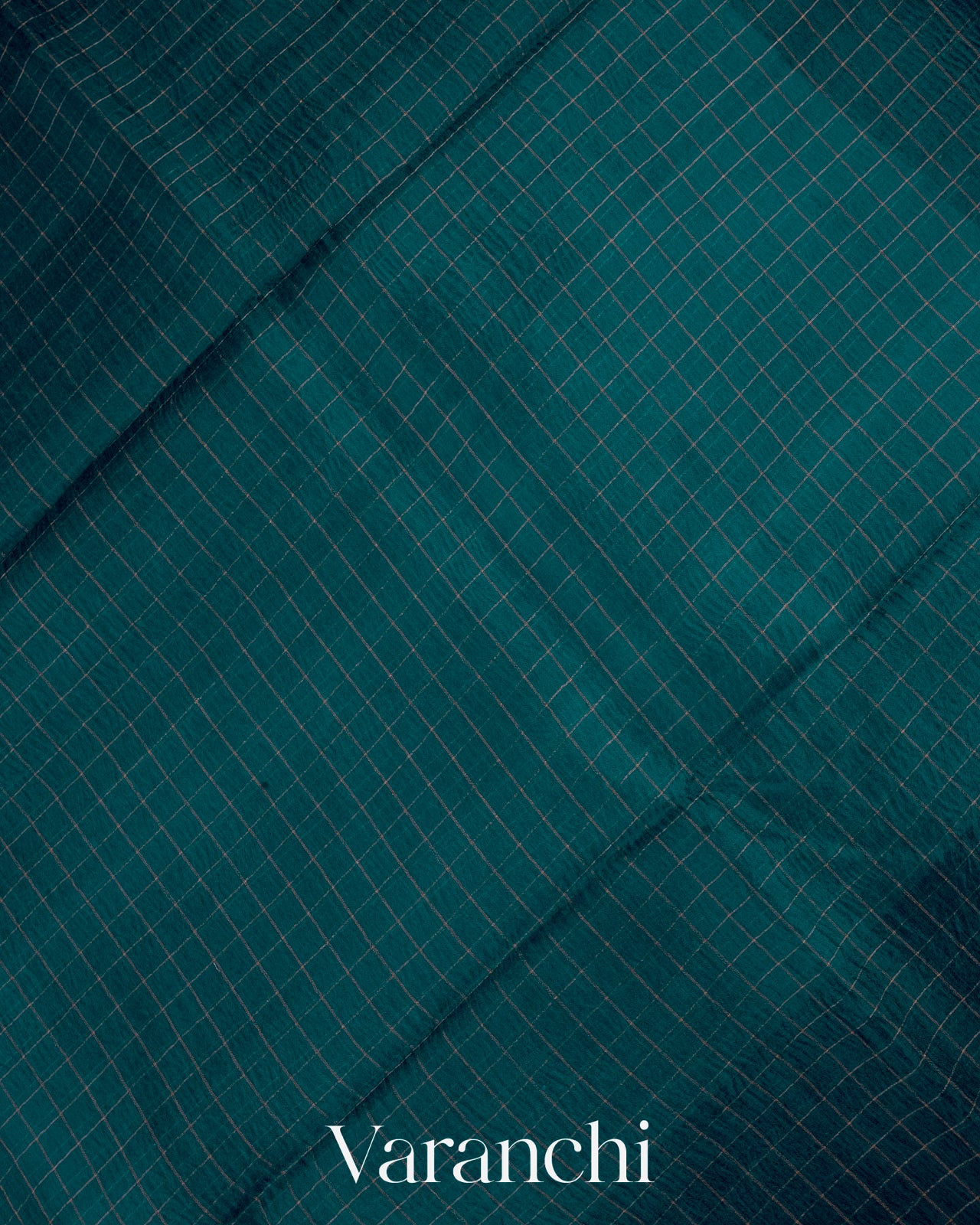 Prussian Blue Pure Crush Kora Silk Saree