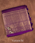 Purple Pure Crush Kora Silk Saree