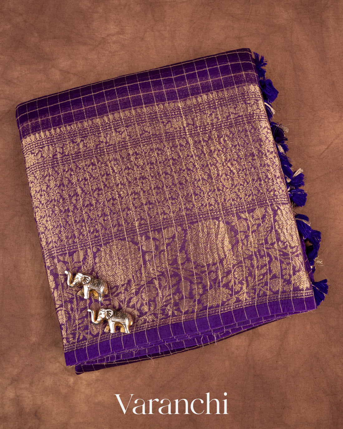 Purple Pure Crush Kora Silk Saree