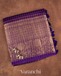 Purple Pure Crush Kora Silk Saree