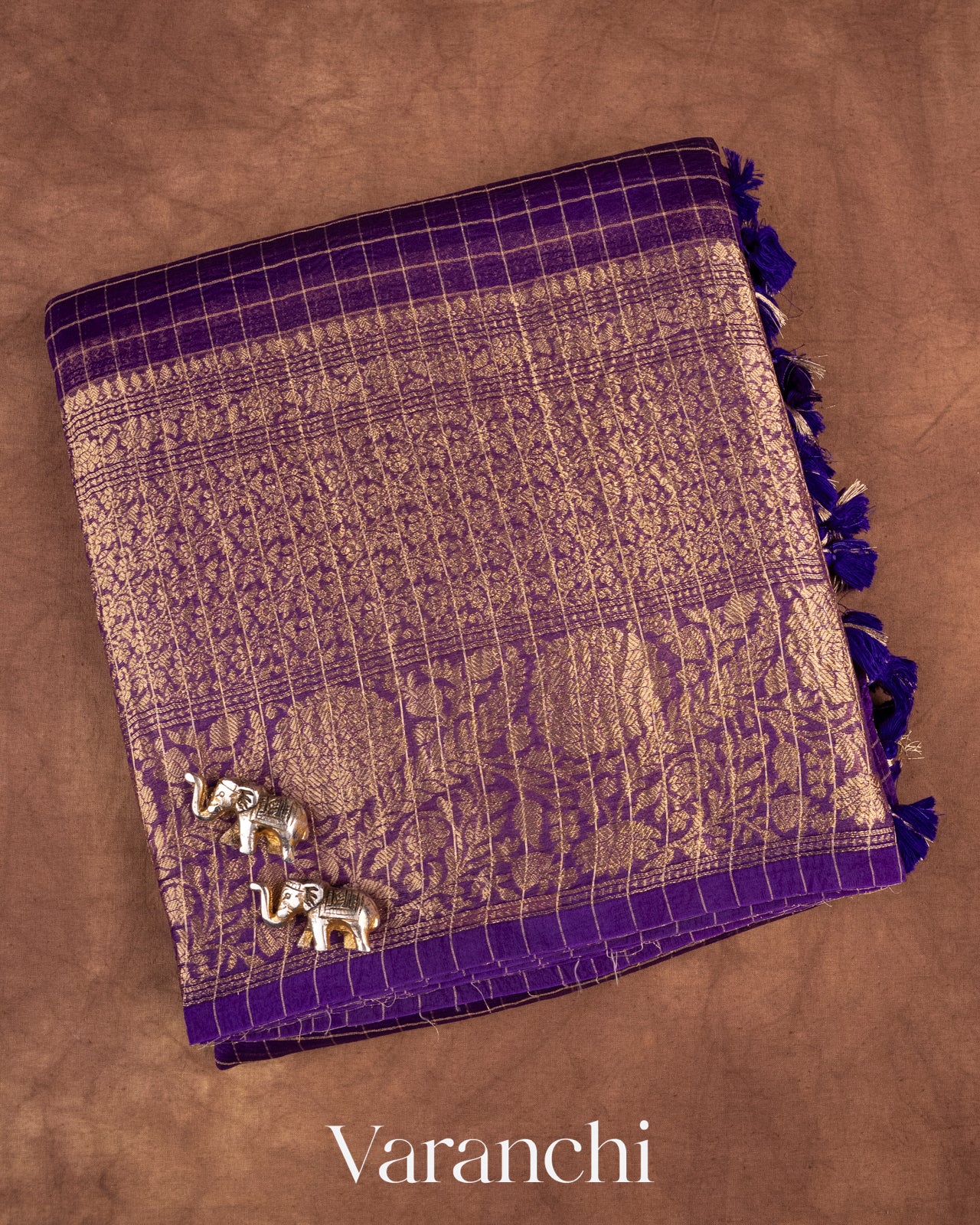 Purple Pure Crush Kora Silk Saree