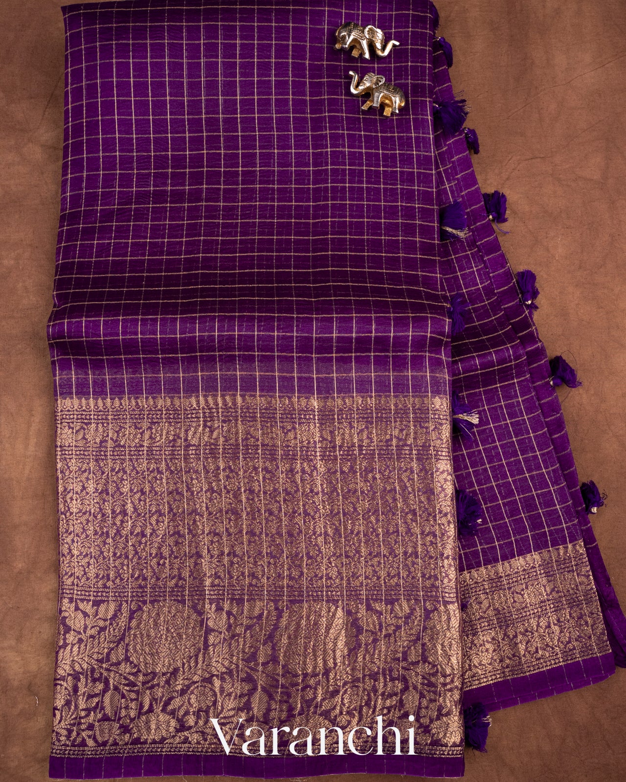 Purple Pure Crush Kora Silk Saree