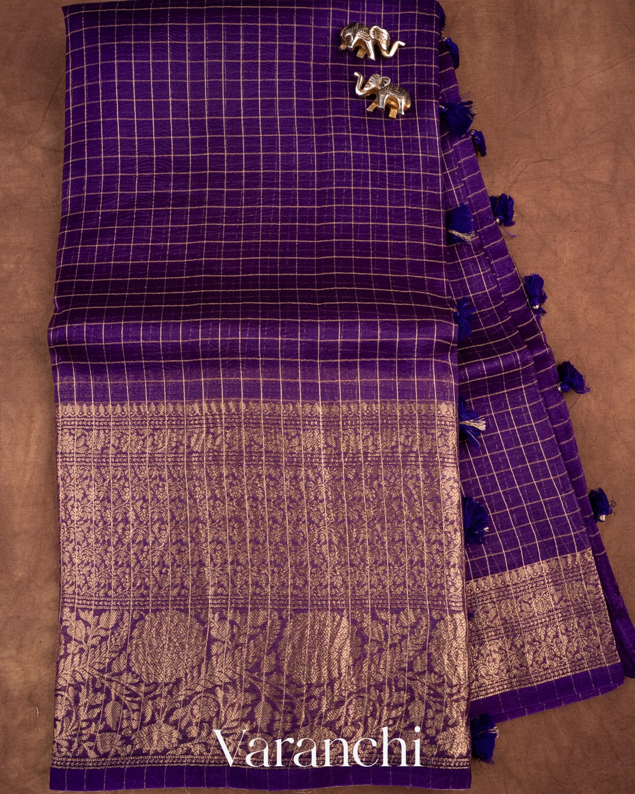 Purple Pure Crush Kora Silk Saree