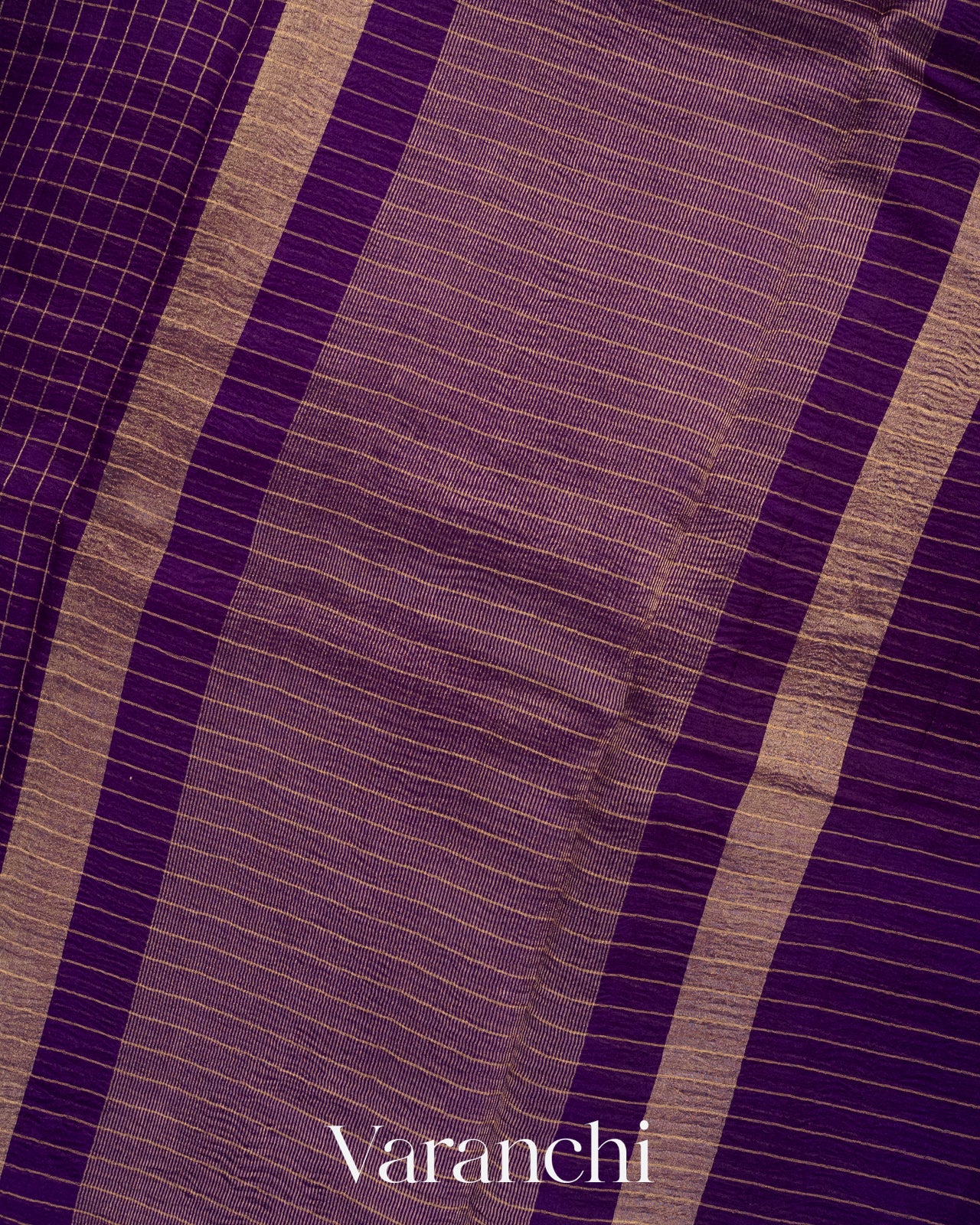 Purple Pure Crush Kora Silk Saree