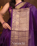 Purple Pure Crush Kora Silk Saree