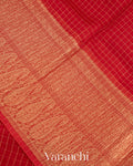 Deep Red Pure Crush Kora Silk Saree